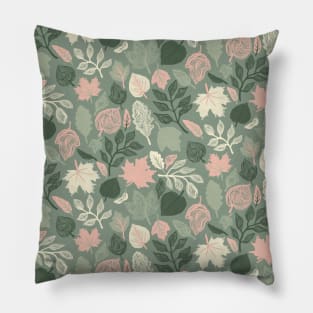 Sage Green Fall Leaves Pillow