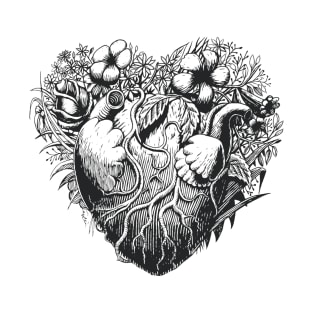 Foliage Heart Drawing Illustration T-Shirt