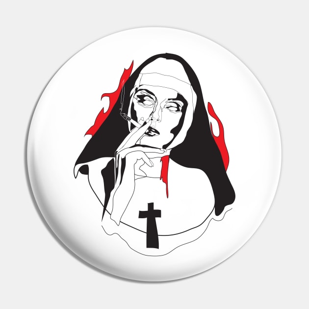 Smoking Nun - Break the Habit Pin by LizzyM