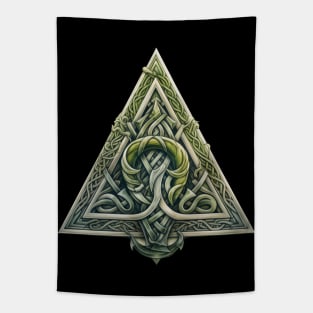 Norse Mythology Symbol Triangle Floral Wooden Tapestry