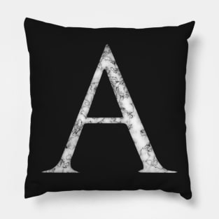 A in Roman White Marble Latin Alphabet Letter Sticker Pillow