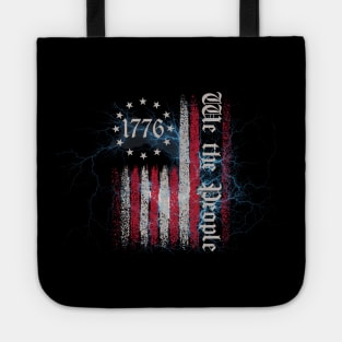 Distressed American flag 1776 lightening Tote