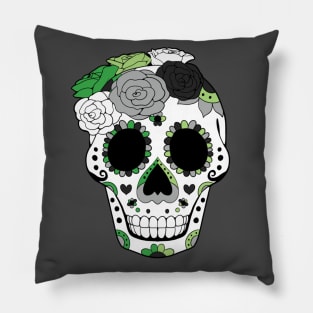 Aromantic Pride Sugarskull Dia De Los Muertos Pillow