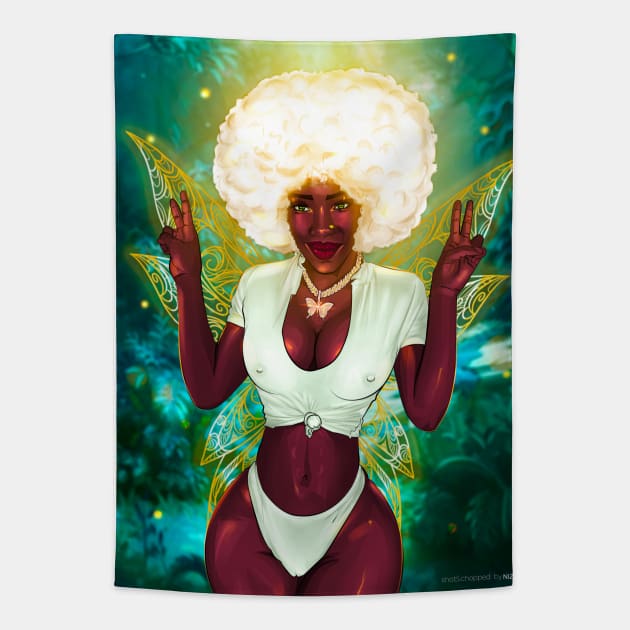 Black Doll Tapestry by nizzyartz