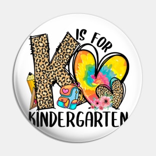 K Is For Kindergarten Teacher Leopard Heart Back To School Pin