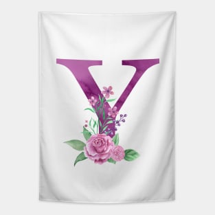 Floral Monogram Y Beautiful Rose Bouquet Tapestry