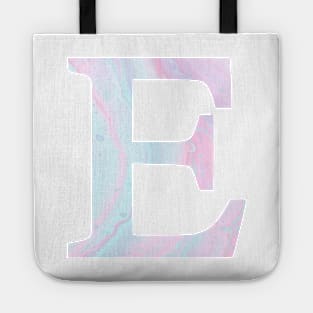 The Letter E Pink and Blue Marble Tote