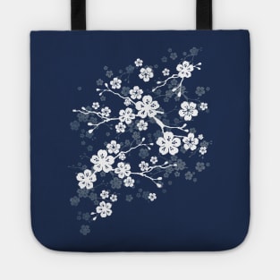 Navy blue cherry blossom Tote