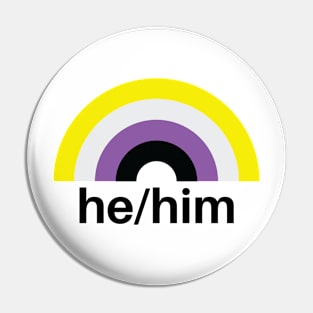 He/Him Pronouns Nonbinary Rainbow Pin