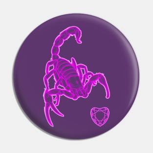 Purple scorpion with diamond heart Pin