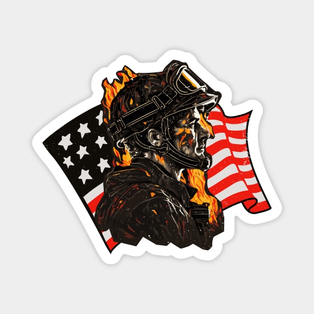 American Firefighter USA Fire Department Magnet by Foxxy Merch