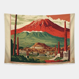 Pompeii Italy Vintage Tourism Travel Poster Tapestry