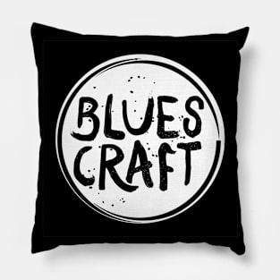 BluesCraft circle "bullseye" logo white on dark Pillow