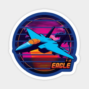 Neon Retro F-15 Eagle Magnet