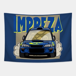 Subie 22B Rally Caricature Tapestry