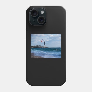 Pompano Beach Kiteboarder Hillsboro Lighthouse Phone Case