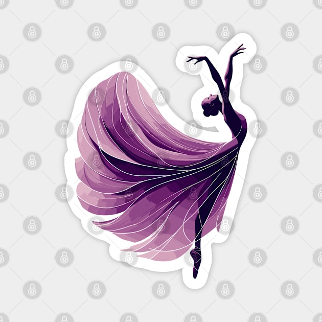 Beautiful ballerina in an elegant purple dress dancing. Vector illustration, tiptoe pose, ballet performer Magnet by Nora Liak