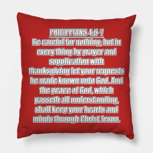 Philippians 4:6-7 King James Version Bible Verse Typography Pillow