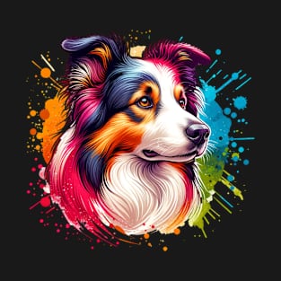 Bright Watercolor Border Collie T-Shirt