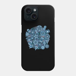 Ernst Haeckel Teal Diatoms on Teal Sea Squirts Phone Case