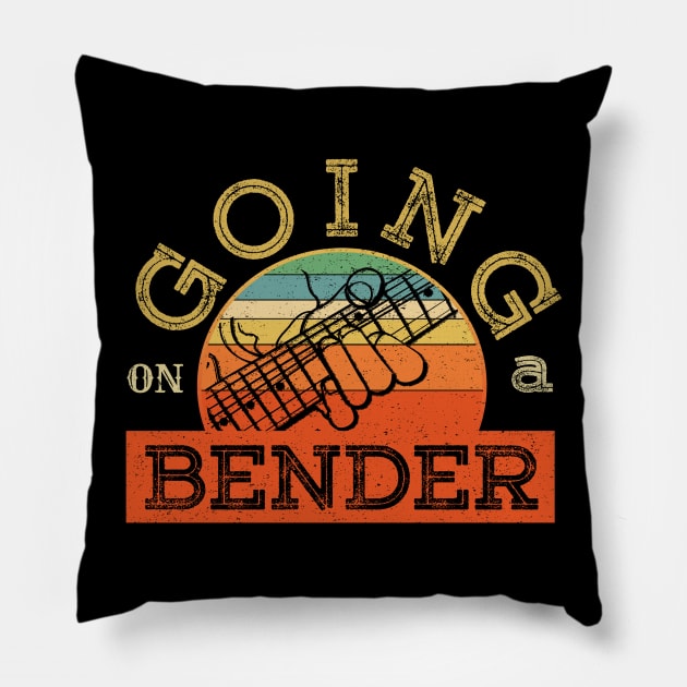 Going On A Bender - Vintage Blues Rock Heavy Guitar Player Pillow by bonmotto