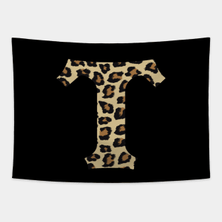 Letter T Leopard Cheetah Monogram Initial Tapestry