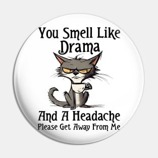 Funny Cat You Smell Like Drama And A Headache Funny Saying Pin