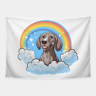 Cute Weimaraner Rainbow Cloud Kawaii Dog Happy Puppy Tapestry