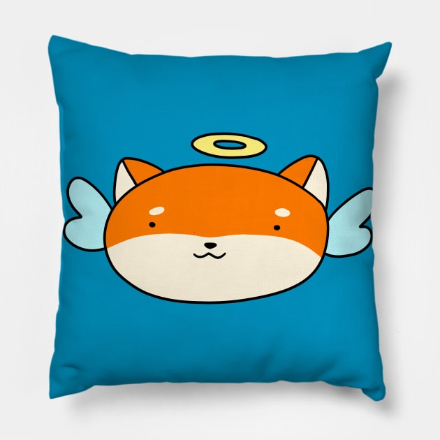 Angel Shiba Face Pillow by saradaboru