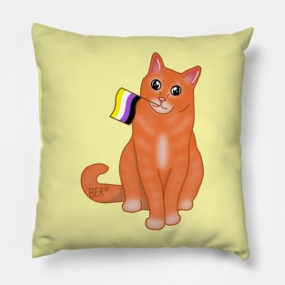 Norbert The Nonbinary Pride Cat Pillow