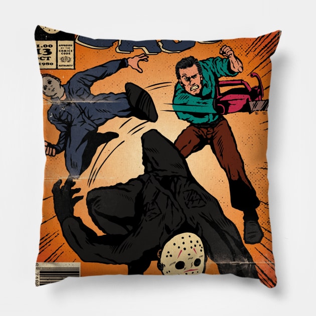 The Unstoppable Jason Comics Pillow by designedbydeath