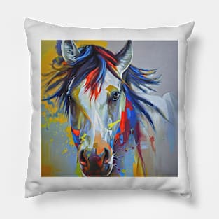 Colorful sketch of a horse`s head Pillow