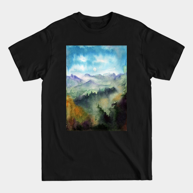 Discover Watercolor landscape sky clouds - Mountains - T-Shirt