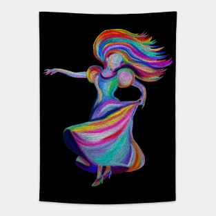 Flamenco Dress Twirling Rainbow Woman Tapestry