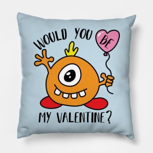 Would You Be My Valentine Cute Monster Pillow
