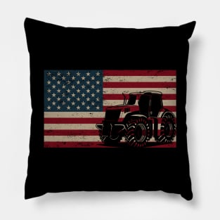 Tractor American Flag patriotic vintage farming Pillow
