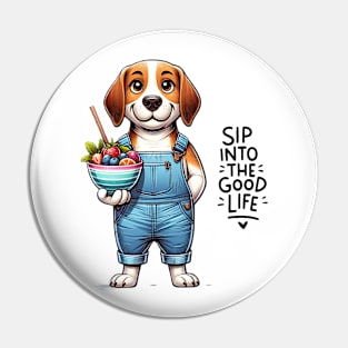 "Dip into the Good Life" - Beagle and Fruit Bowl Pin