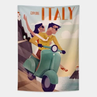 Vintage Travel Art Italy Tapestry