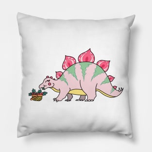 Strawberry Loving Stegosaurus Pillow