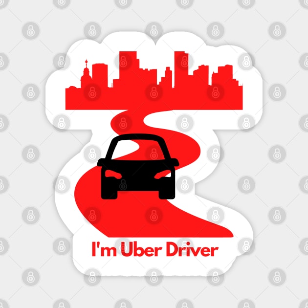 Uber Driver black Red Magnet by Rabih Store