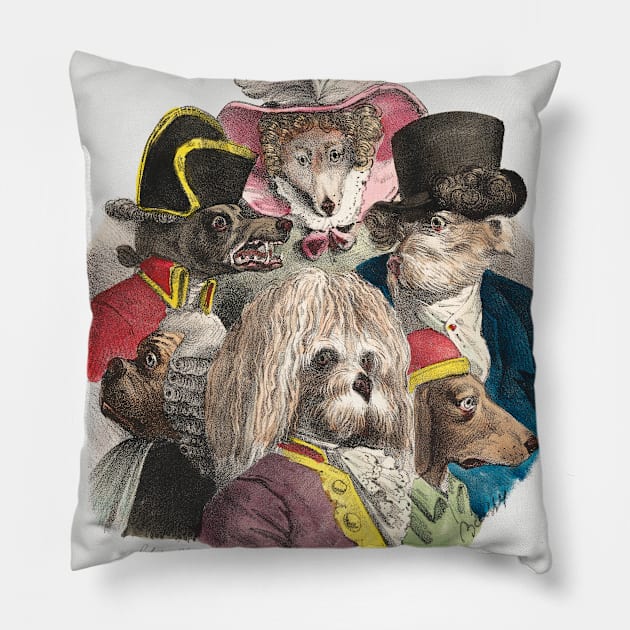 Les Chiens Coiffés Pillow by Mota