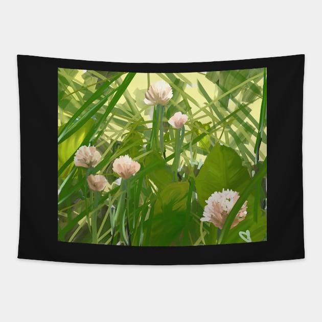 Pink Chives Tapestry by trishaclarkin