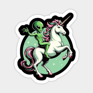 Alien riding on a unicorn Magnet