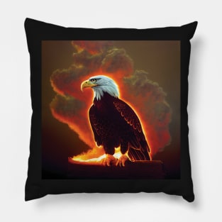 Majestic Bald Eagle in glowing clouds Pillow