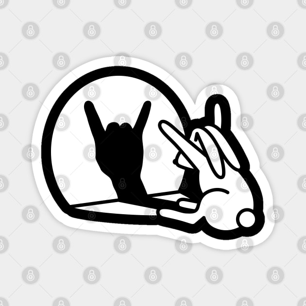 Funny rabbit shadow hand cartoon ROCK music METAL Magnet by LaundryFactory