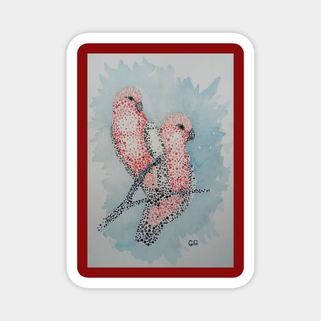 Australian Galahs painted in Pointalism Style - Dots Magnet by GarryGreenwood