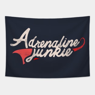 Adrenaline Junkie swoosh distressed logo typography Tapestry