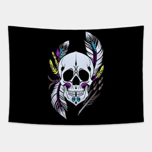 skull with feathers Tapestry