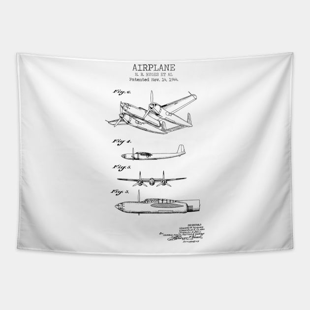 Airplane patent Tapestry by Dennson Creative