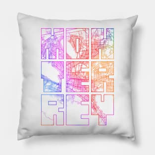 Monterrey, Mexico City Map Typography - Colorful Pillow